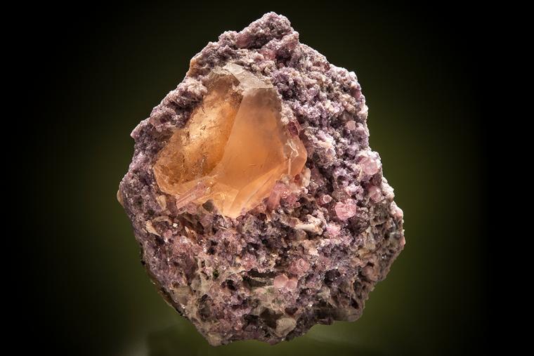 BERYL var. Morganite with ELBAITE and LEPIDOLITE